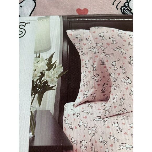 4 Pc Peanuts Snoopy Hearts Pink Valentines Day TWIN Size Sheet Set Soft NEW - Picture 8 of 13